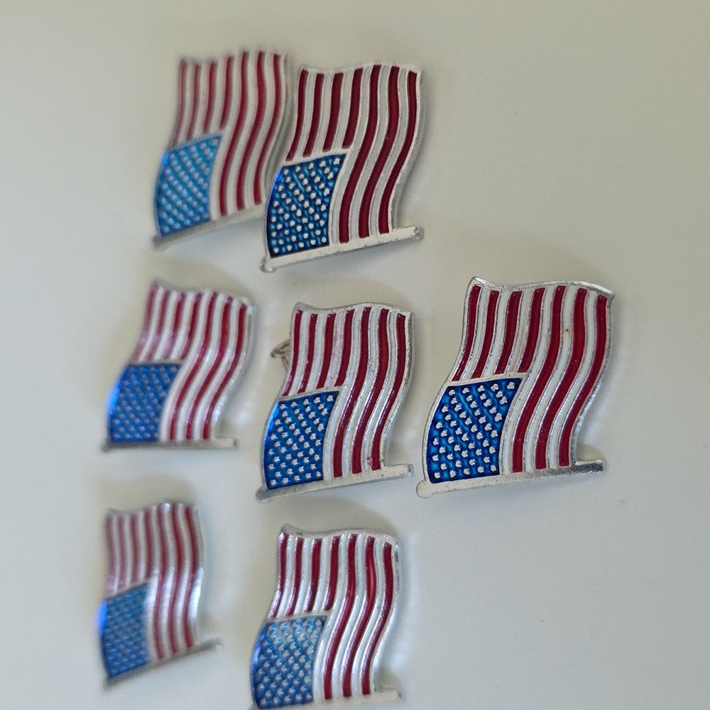 Lot of Vintage Disneyland American Flag Pins – Walt Disney Prod. (Set of 7)